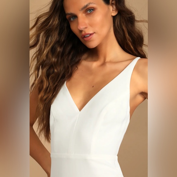 Lulus Love and Happiness White Button Back Mermaid Maxi wedding Dress - Picture 3 of 7